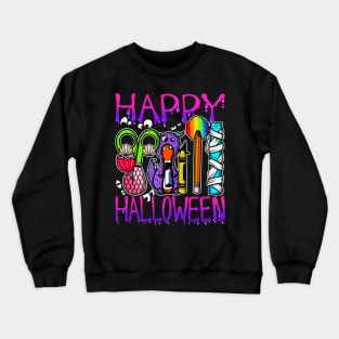 Happy Halloween Art Supplies with Costumes Crewneck Sweatshirt